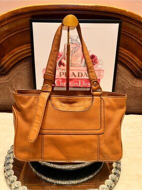 HOBO cognac soft Pebbled Leather Shoulder Bag